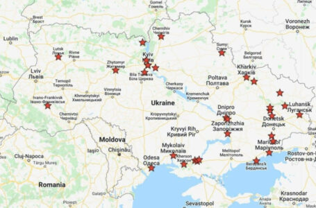 Мапа на руските воени напади врз Украина во моментов