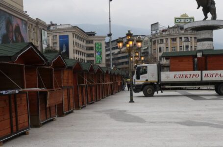 Град Скопје почна да поставува Новогодишни  Куќарќи на Плоштадот Македонија , Арсковсак пак не кажува кој ќе украсува и  колку ќе чини